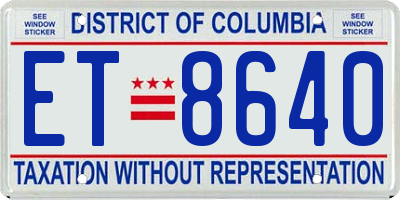 DC license plate ET8640