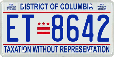 DC license plate ET8642
