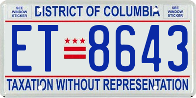DC license plate ET8643