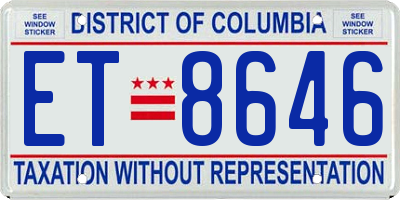 DC license plate ET8646