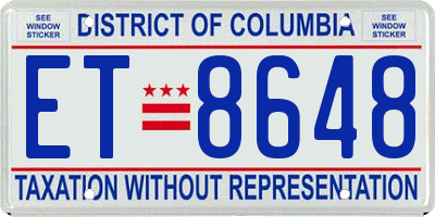 DC license plate ET8648