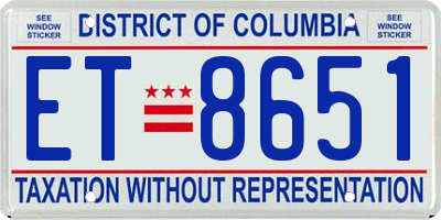 DC license plate ET8651