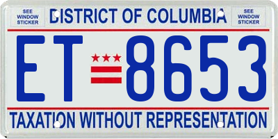 DC license plate ET8653