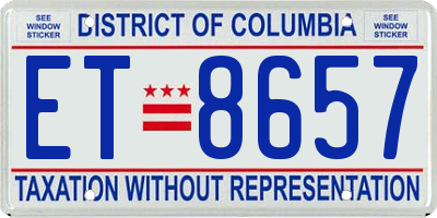 DC license plate ET8657