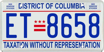 DC license plate ET8658