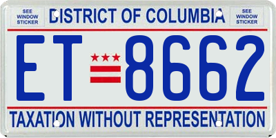 DC license plate ET8662
