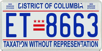 DC license plate ET8663