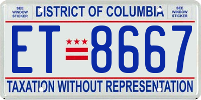DC license plate ET8667