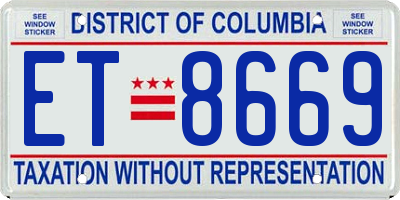 DC license plate ET8669