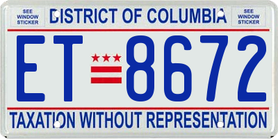 DC license plate ET8672