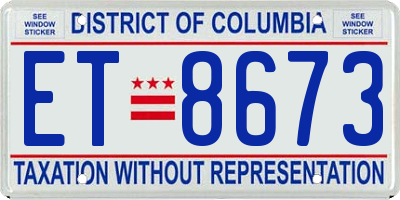 DC license plate ET8673