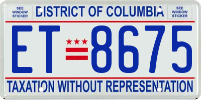 DC license plate ET8675