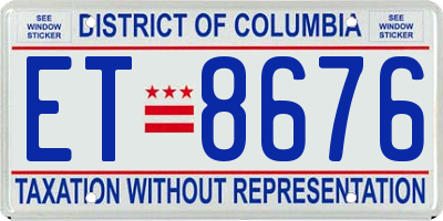 DC license plate ET8676