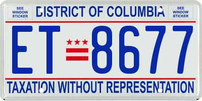 DC license plate ET8677