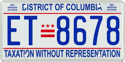 DC license plate ET8678