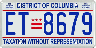 DC license plate ET8679