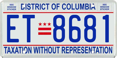DC license plate ET8681