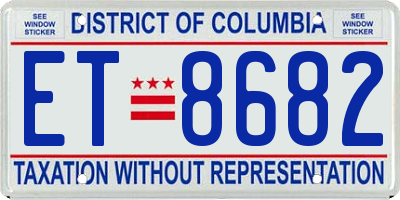DC license plate ET8682