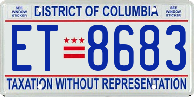 DC license plate ET8683