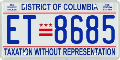 DC license plate ET8685