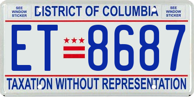 DC license plate ET8687