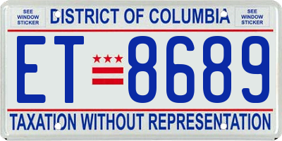 DC license plate ET8689
