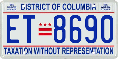 DC license plate ET8690
