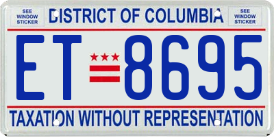 DC license plate ET8695