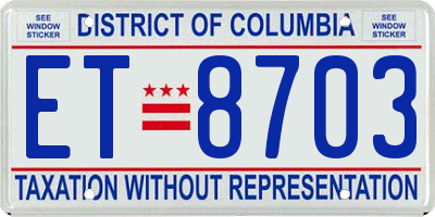 DC license plate ET8703