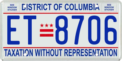 DC license plate ET8706