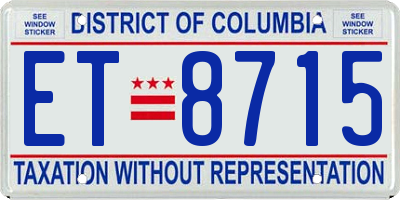 DC license plate ET8715