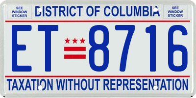 DC license plate ET8716
