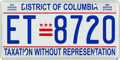 DC license plate ET8720