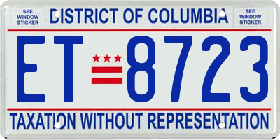 DC license plate ET8723