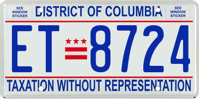 DC license plate ET8724