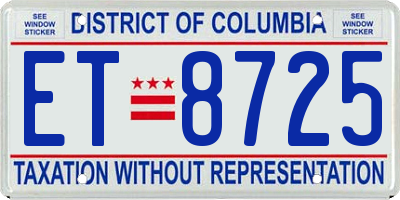 DC license plate ET8725