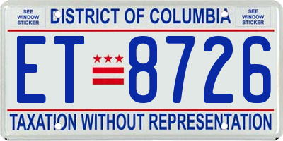 DC license plate ET8726