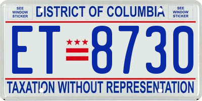 DC license plate ET8730