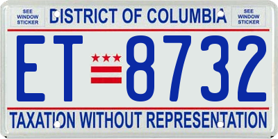DC license plate ET8732