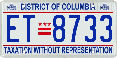 DC license plate ET8733