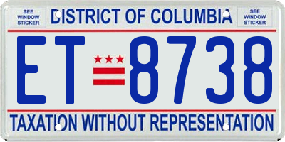 DC license plate ET8738