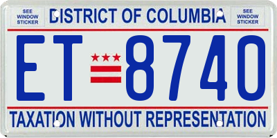 DC license plate ET8740