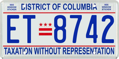 DC license plate ET8742