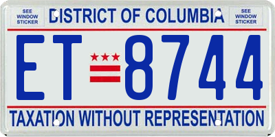 DC license plate ET8744