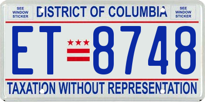 DC license plate ET8748