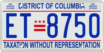DC license plate ET8750