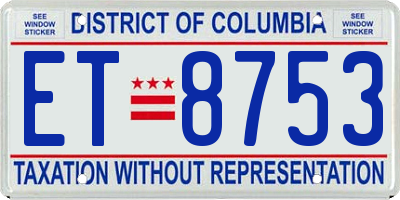 DC license plate ET8753