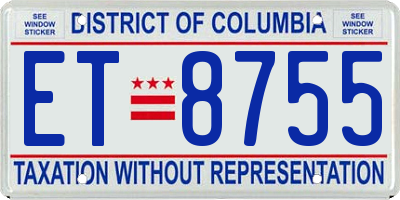 DC license plate ET8755