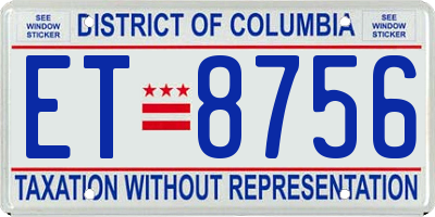 DC license plate ET8756