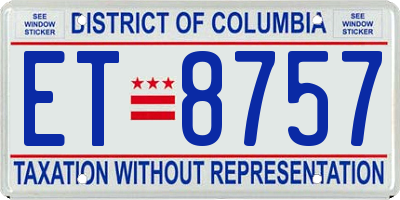 DC license plate ET8757